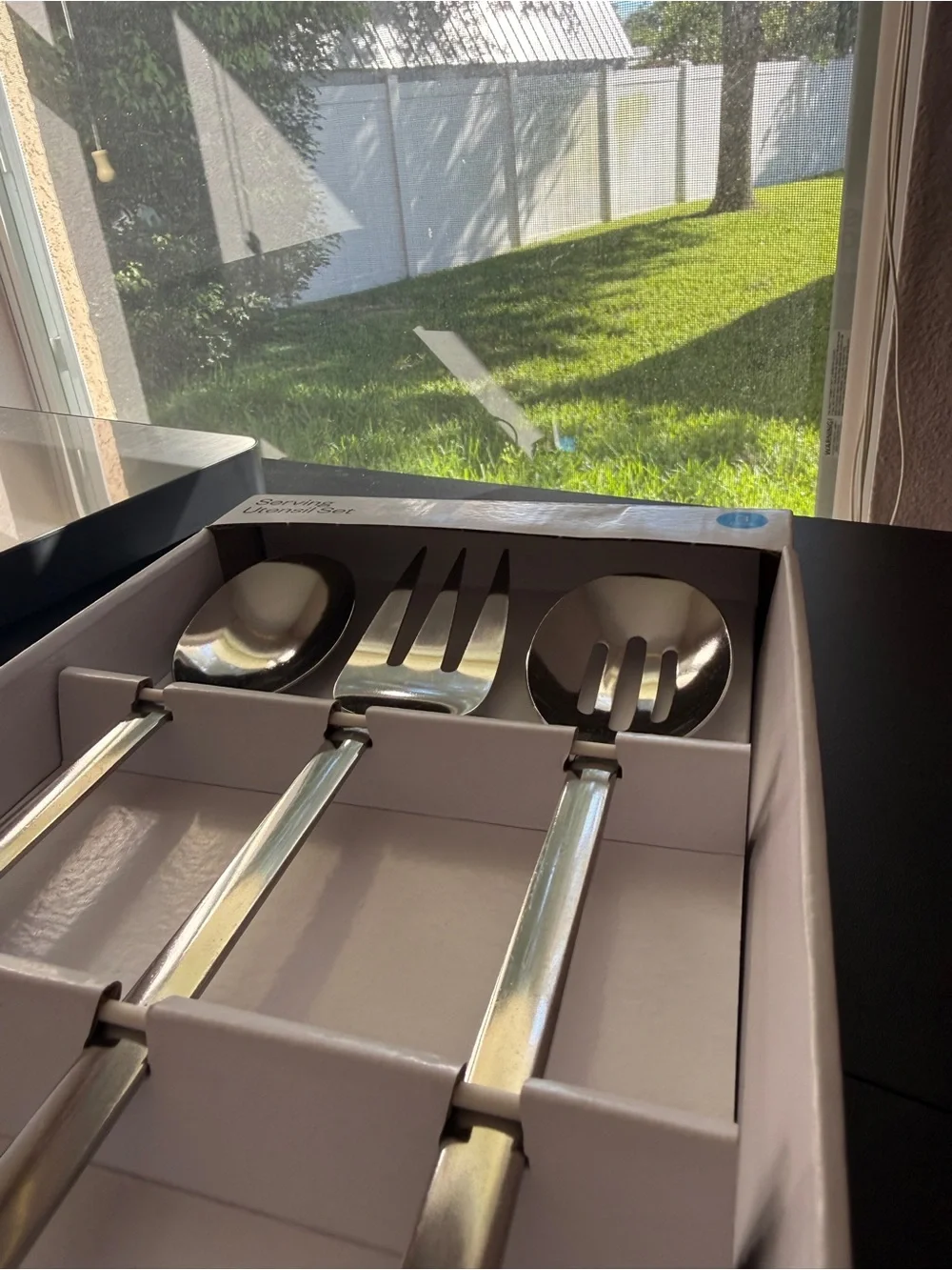 Room Essentials 3 Piece Serving Utensil Set Stainless Steel Dishwasher Safe NIB